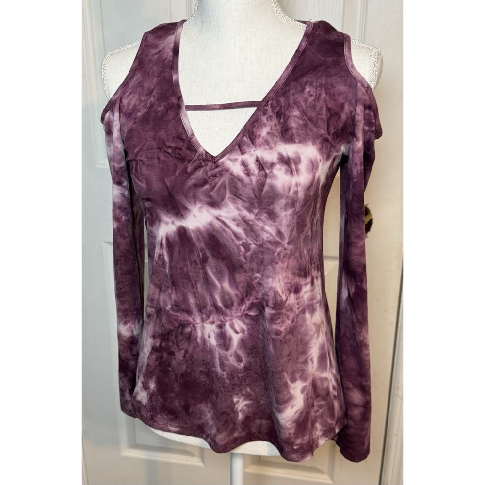 Women’s Rue21 Long Sleeved The Due Top, Open Shoulders, Purple, Medium